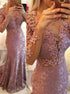 Mermaid Scoop Long Sleeves Beading Lace Prom Dress LBQ3790